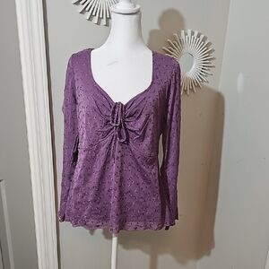 Torrid Purple Front Tie Blouse